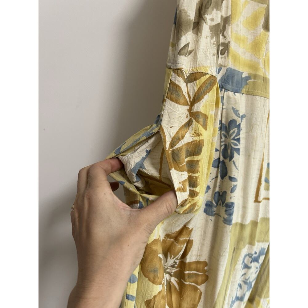 Jams World Vintage Empire waist Midi Dress Size S Yellow Hawaiian Floral - Picture 4 of 10